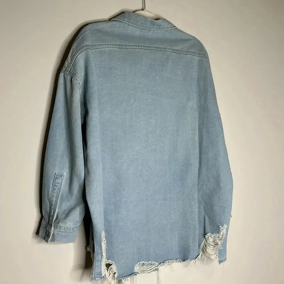 Never Fray Never Distressed Denim Shirt - Light Wash - Picture 12 of 12